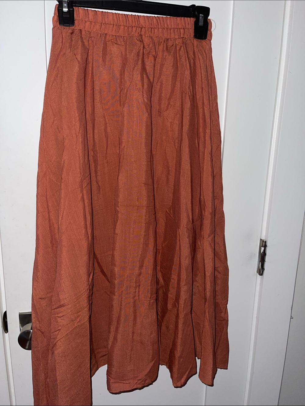 Women's Rust Orange Maxi Skirt - Elastic Waist